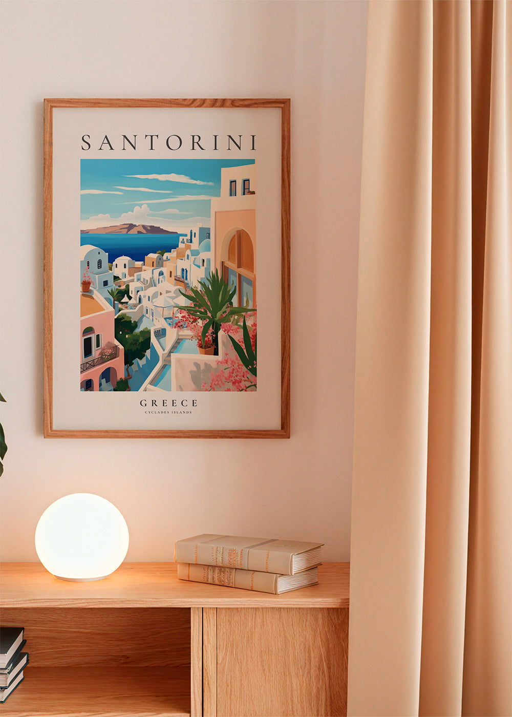 Rejseplakat Santorini kystudsigt