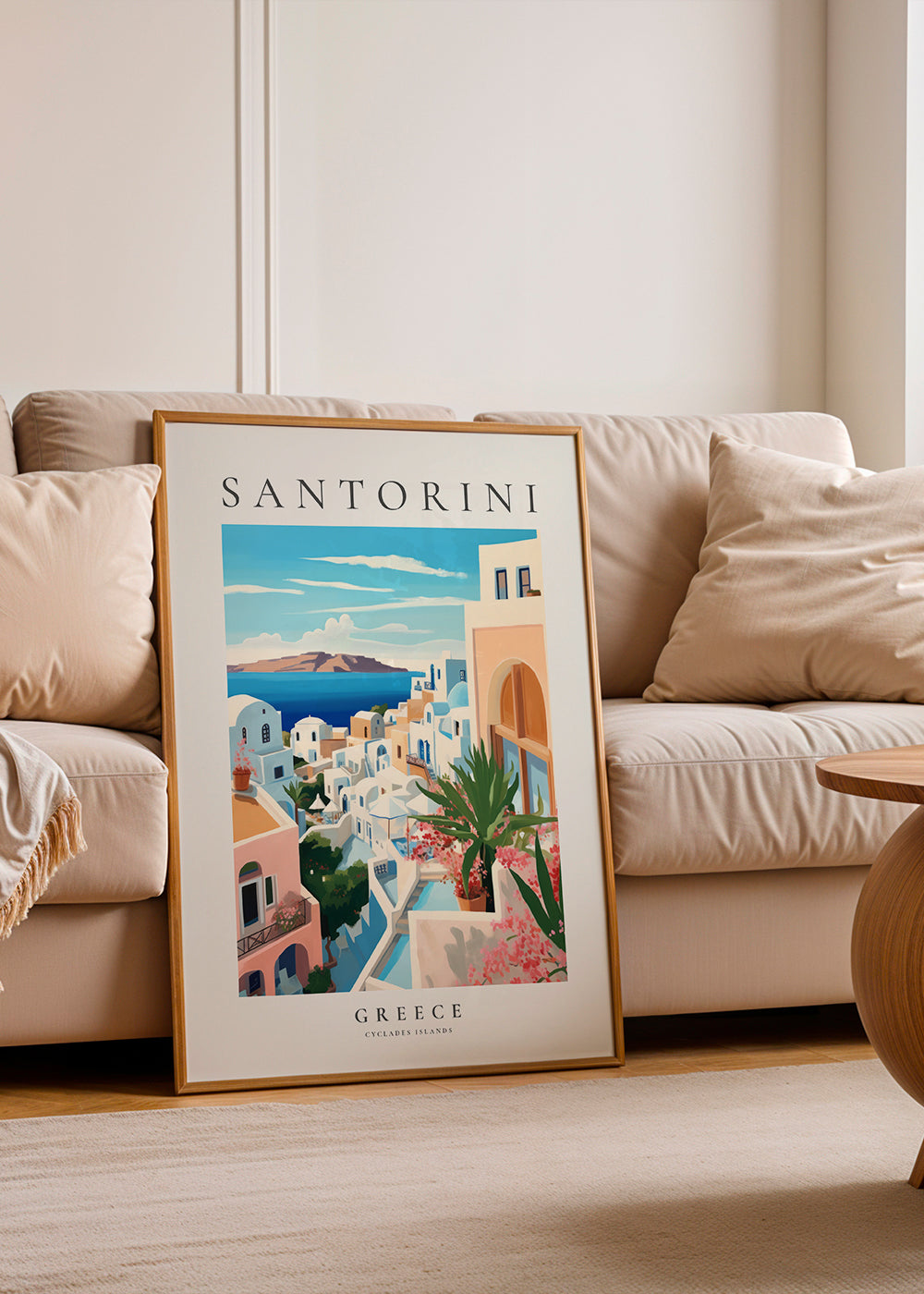 Rejseplakat Santorini kystudsigt