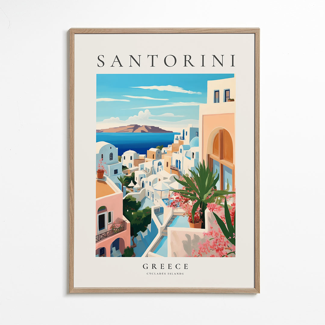 Rejseplakat Santorini kystudsigt