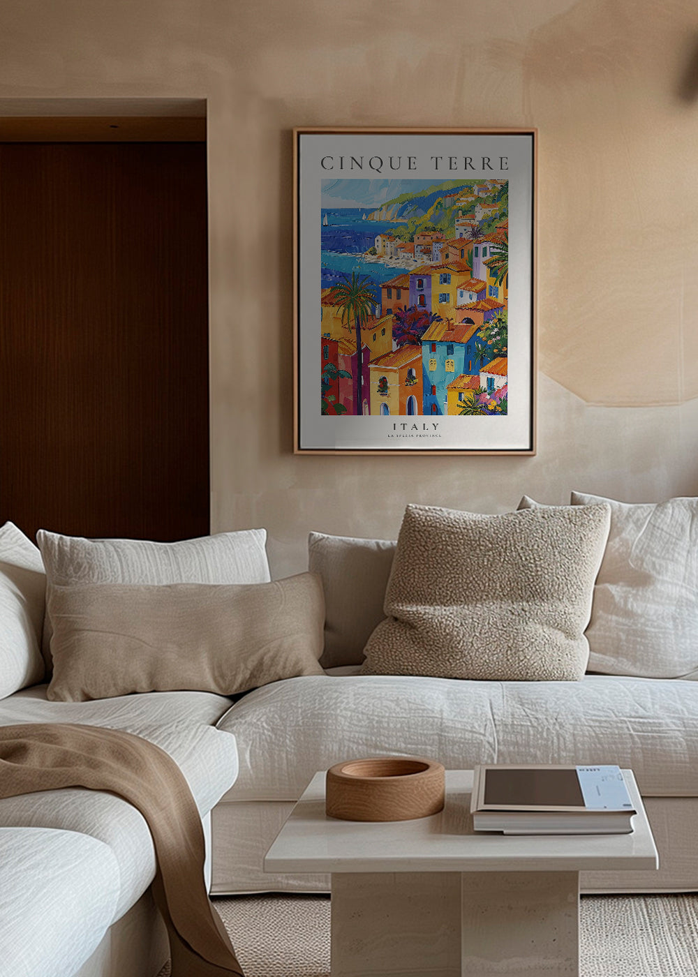 Rejseplakat Cinque Terre farverig kyst