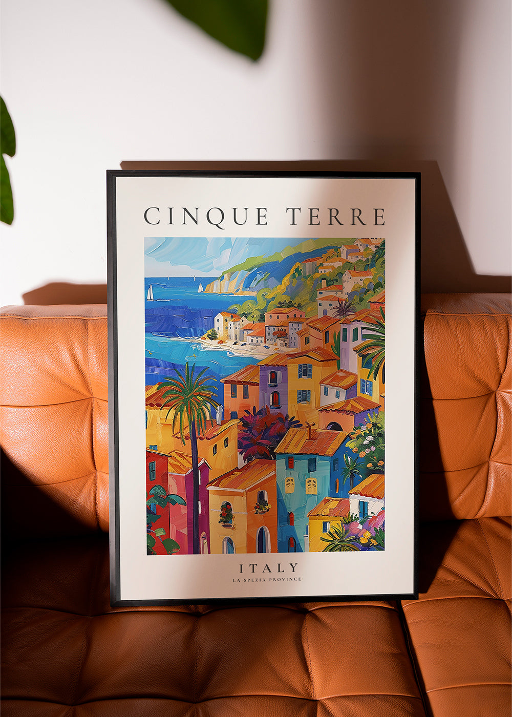 Rejseplakat Cinque Terre farverig kyst