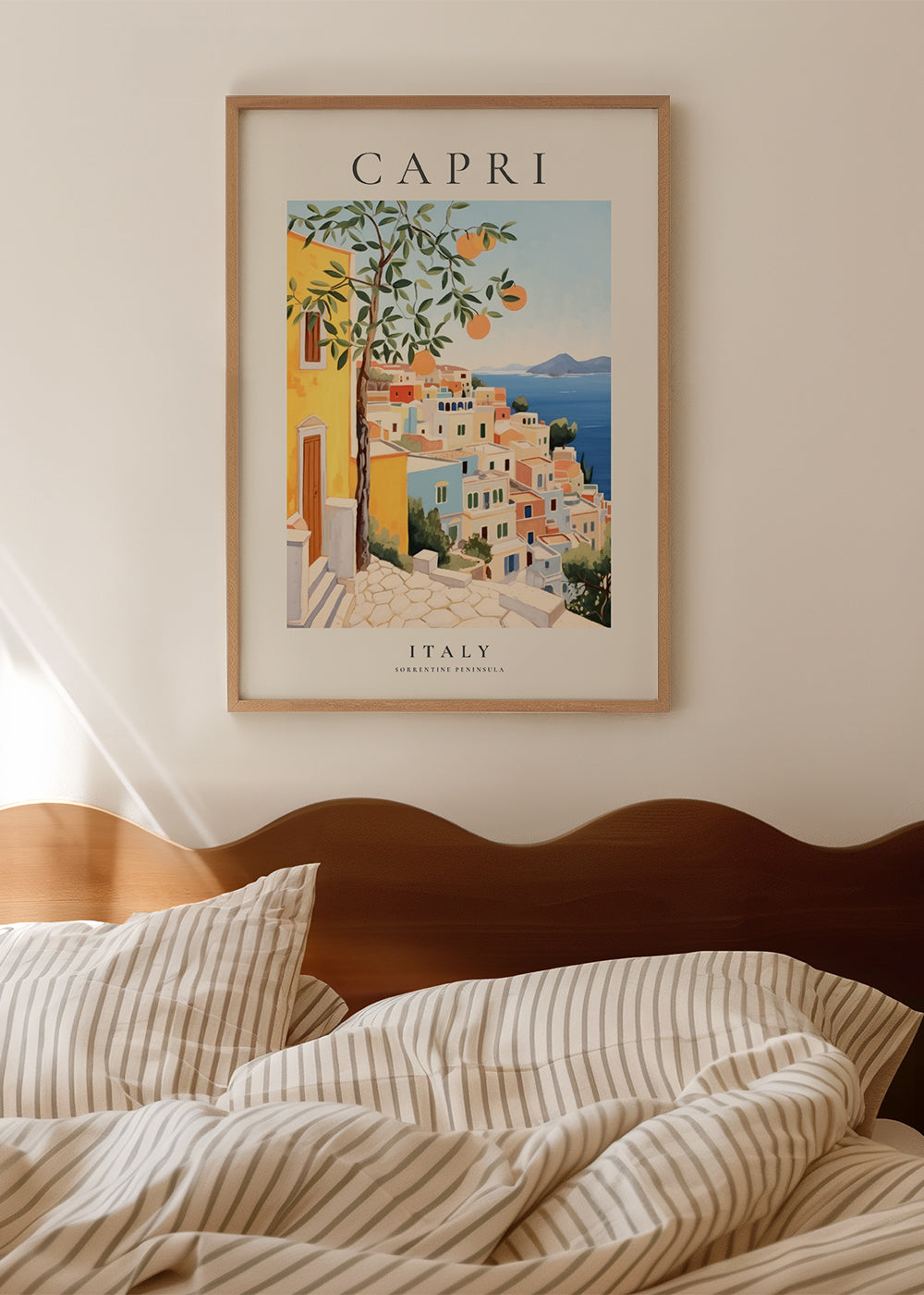 Rejseplakat: Capri-illustration i varme nuancer