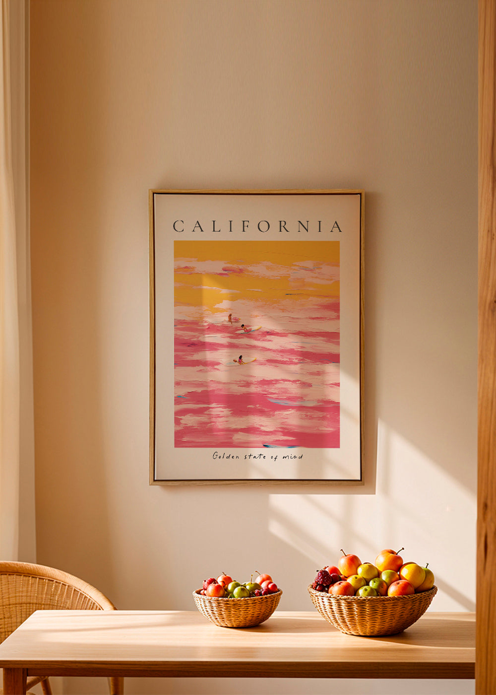 Sportkunst «California» surfere i pink og gul