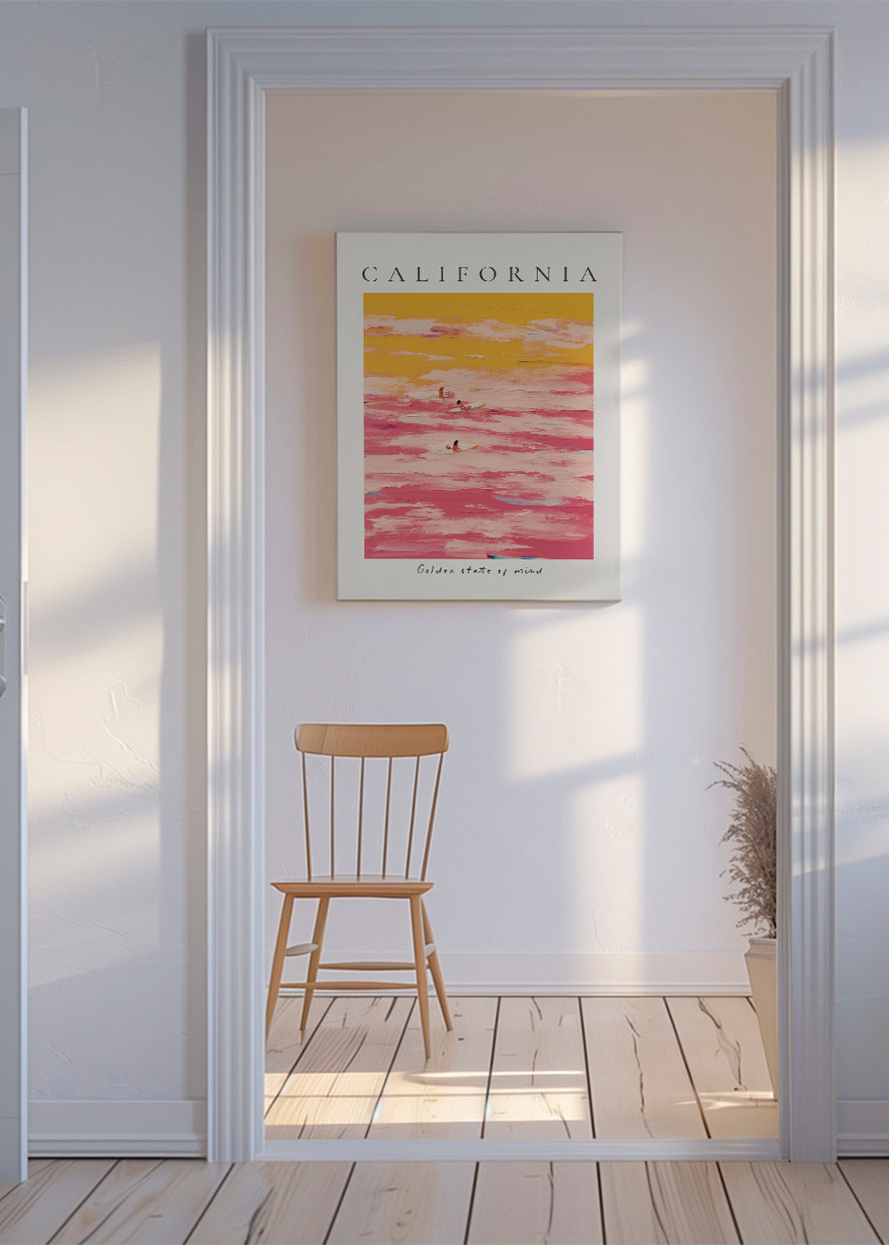 Sportkunst «California» surfere i pink og gul
