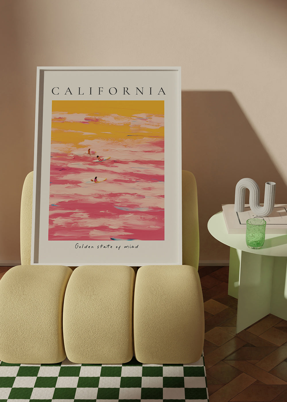 Sportkunst «California» surfere i pink og gul