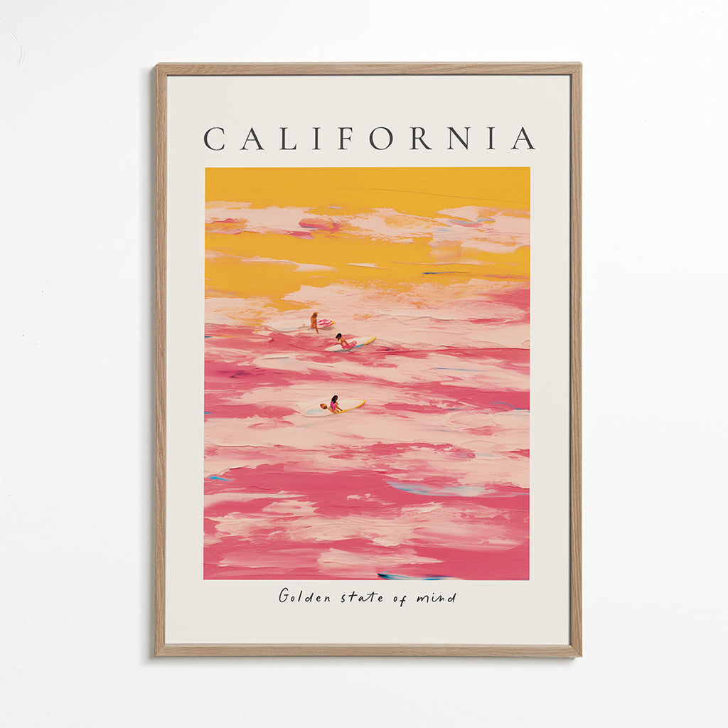 Sportkunst «California» surfere i pink og gul