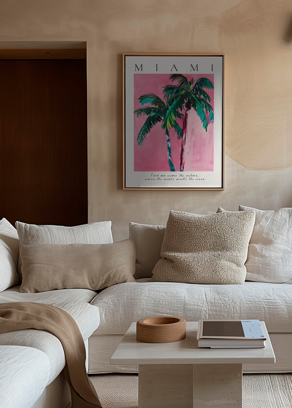 Illustration Miami palmer i pink