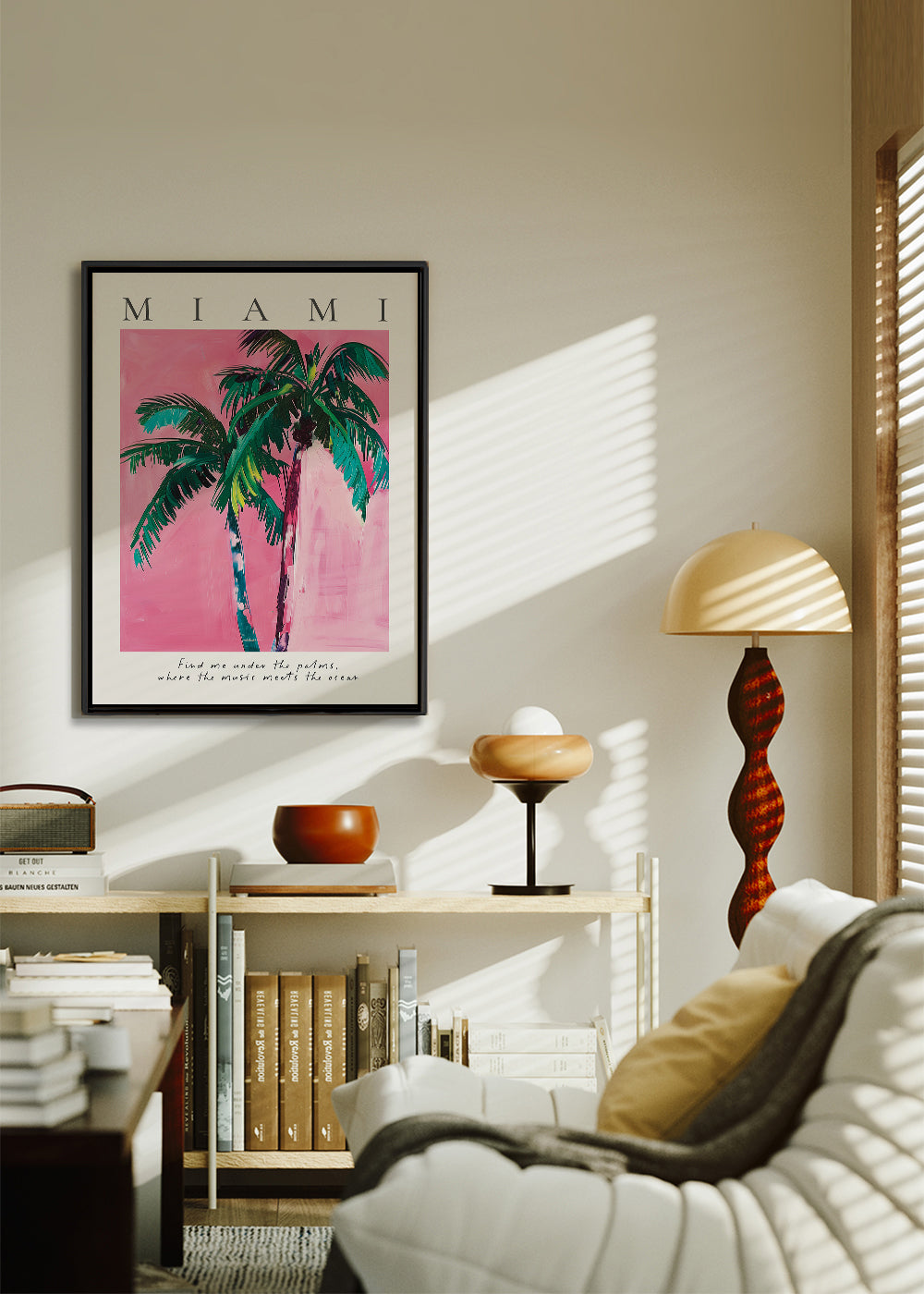 Illustration Miami palmer i pink