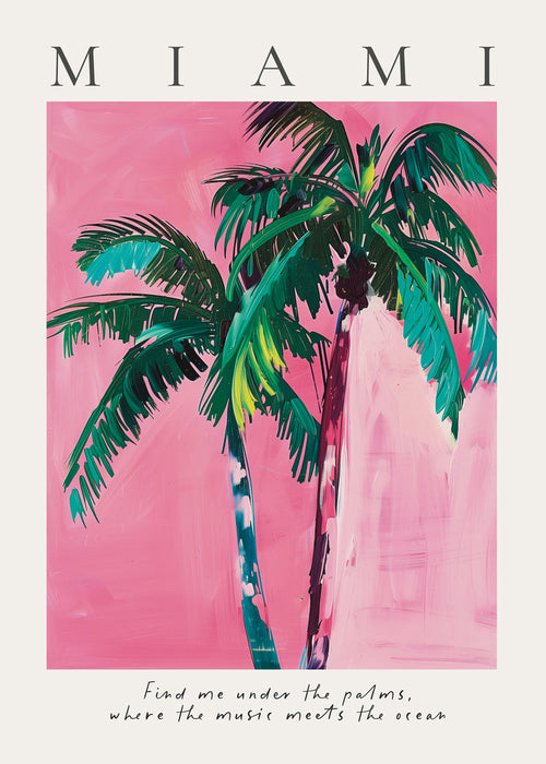 Illustration Miami palmer i pink