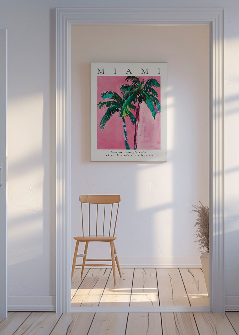 Illustration Miami palmer i pink
