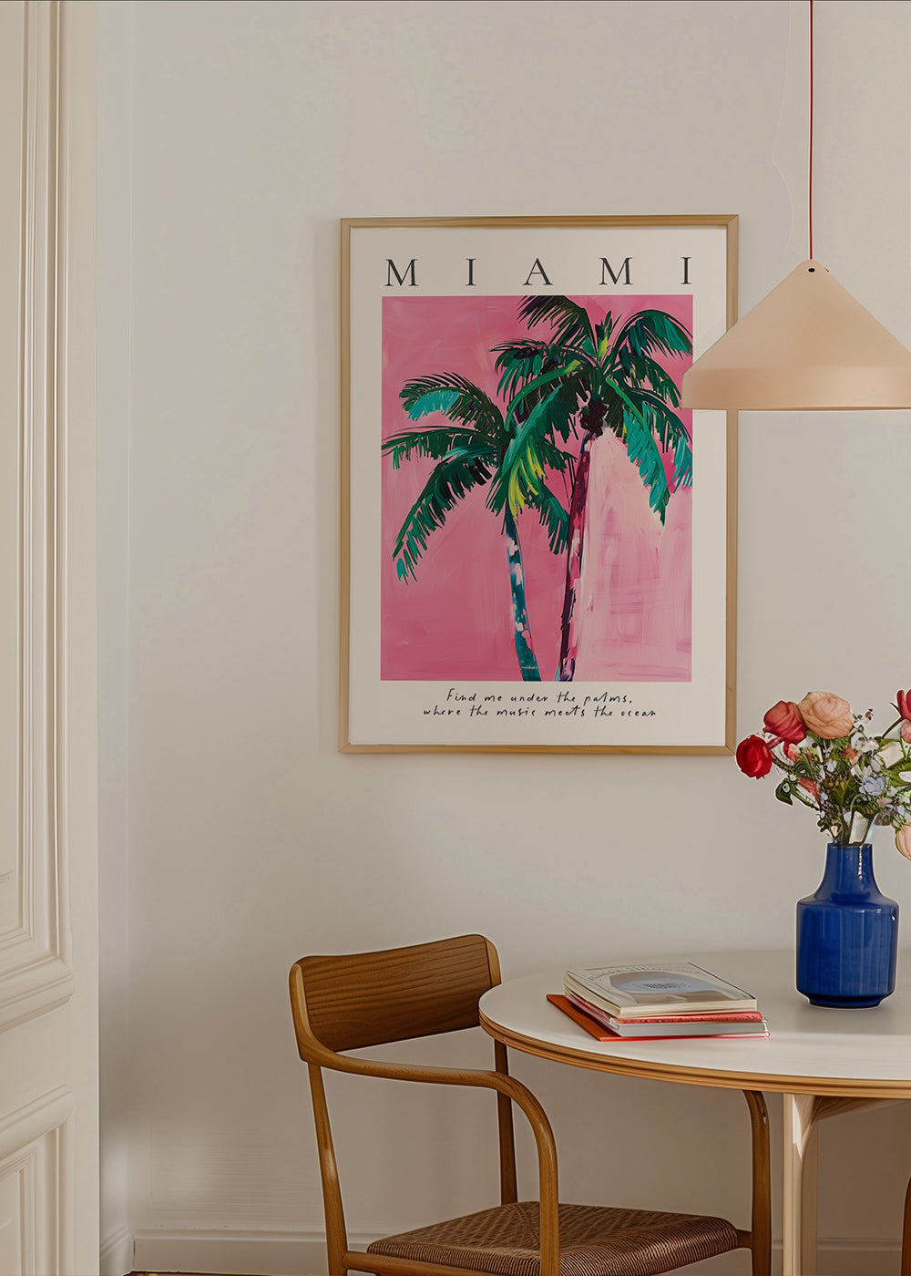 Illustration Miami palmer i pink