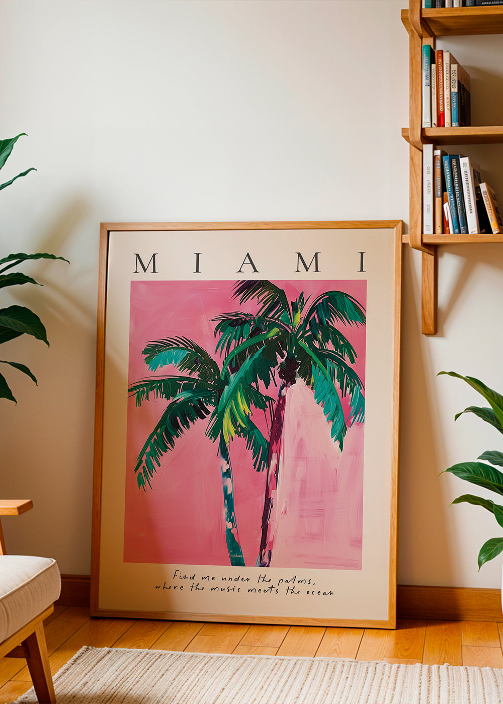 Illustration Miami palmer i pink
