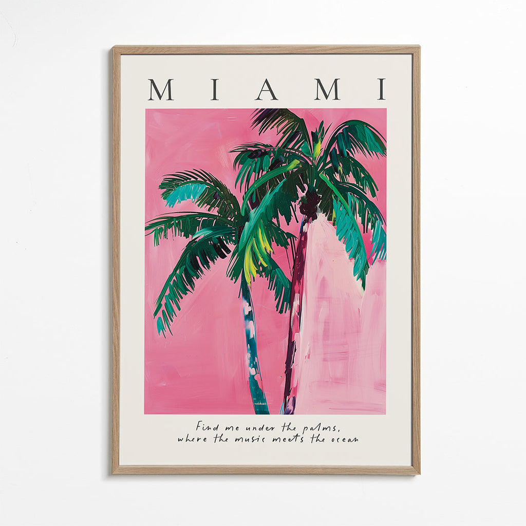 Illustration Miami palmer i pink