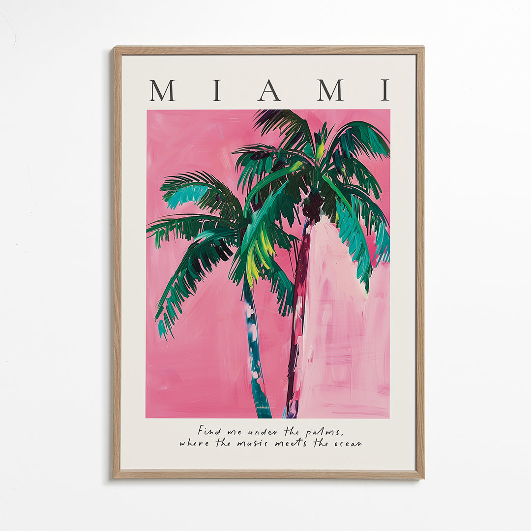 Illustration Miami palmer i pink