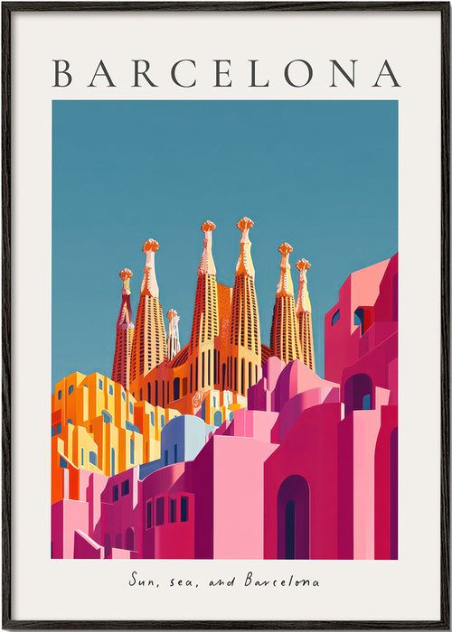 Rejseplakat: Sagrada Familia i varme nuancer