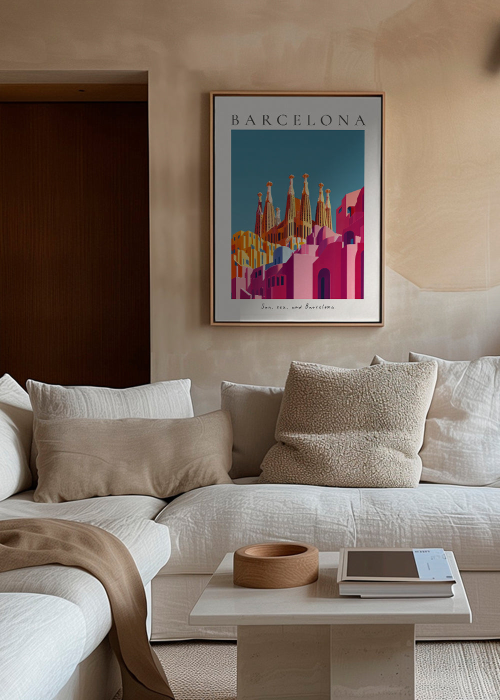 Rejseplakat: Sagrada Familia i varme nuancer