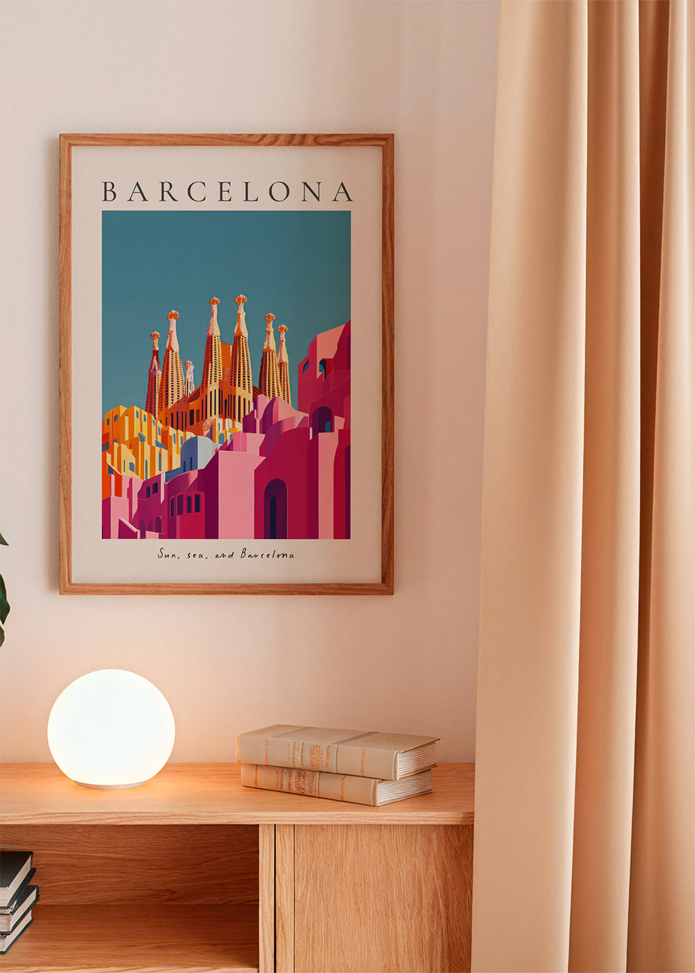 Rejseplakat: Sagrada Familia i varme nuancer