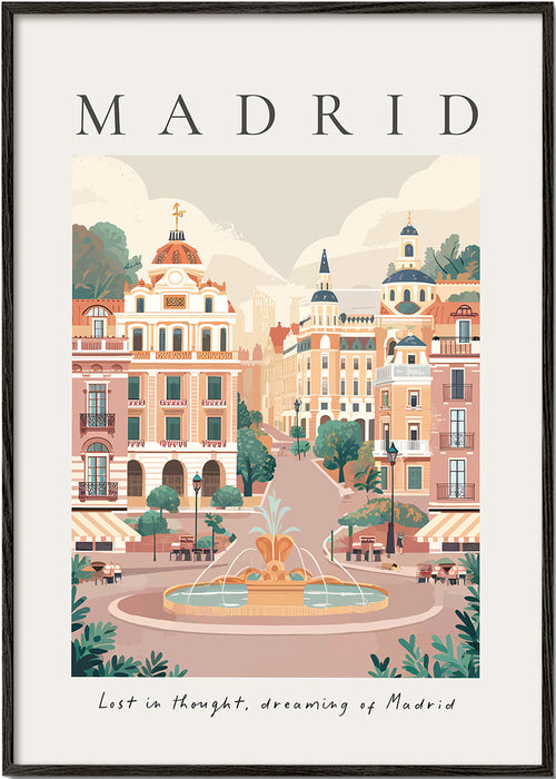 Byplakat Madrid med springvand