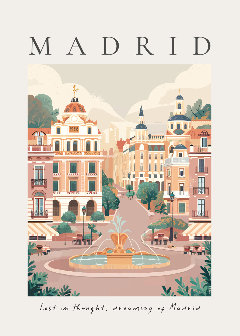 Byplakat Madrid med springvand