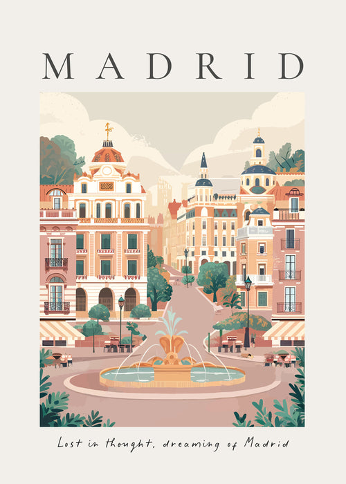 Byplakat Madrid med springvand