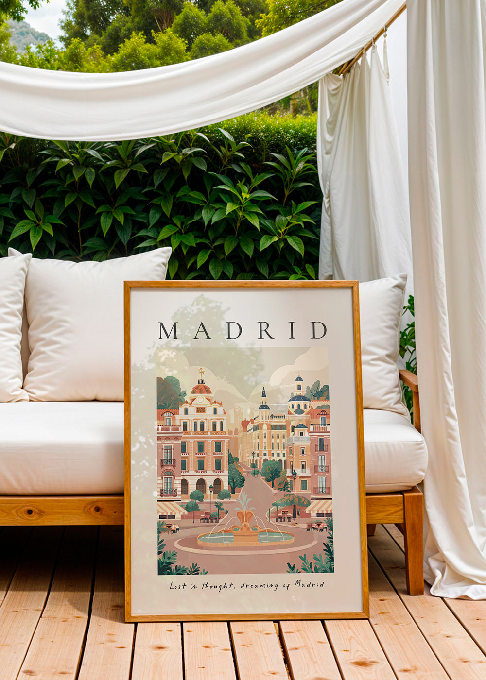 Byplakat Madrid med springvand