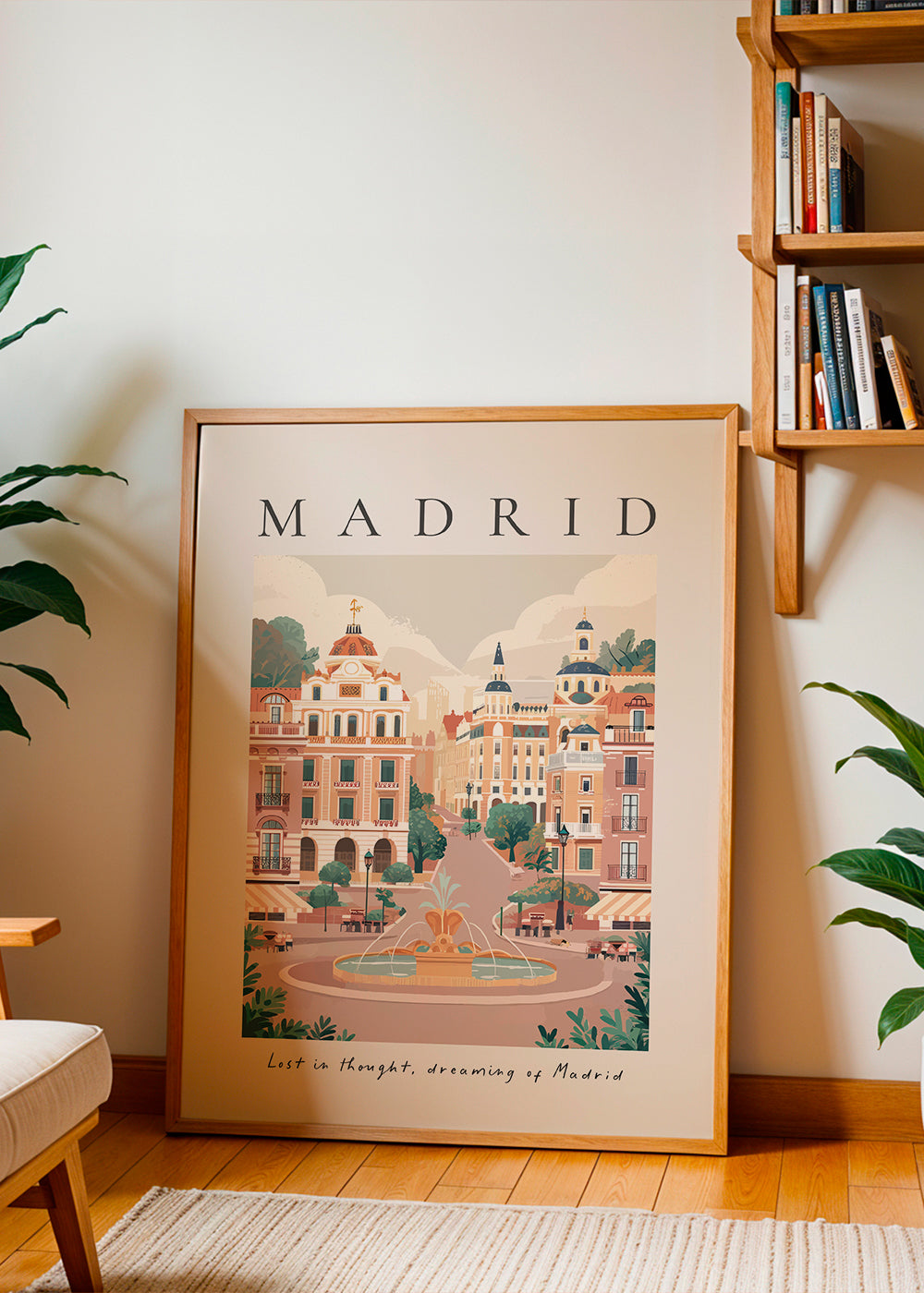 Byplakat Madrid med springvand