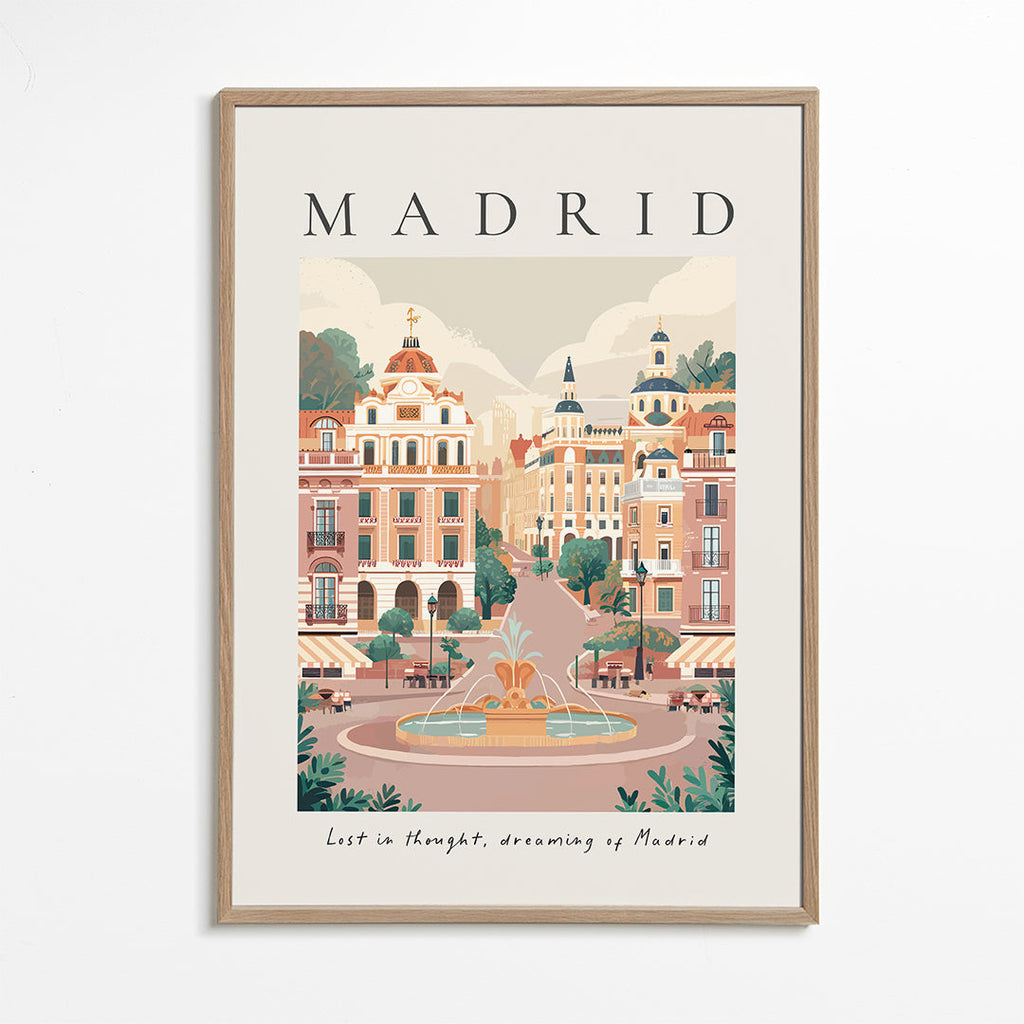 Byplakat Madrid med springvand