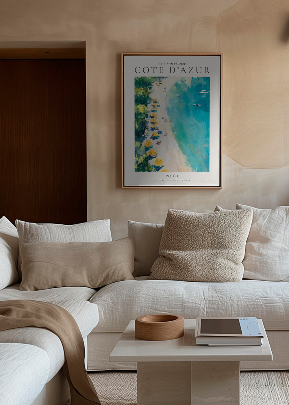 Rejseplakat: Côte d'Azur strand maleri