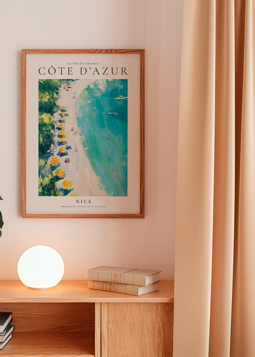 Rejseplakat: Côte d'Azur strand maleri