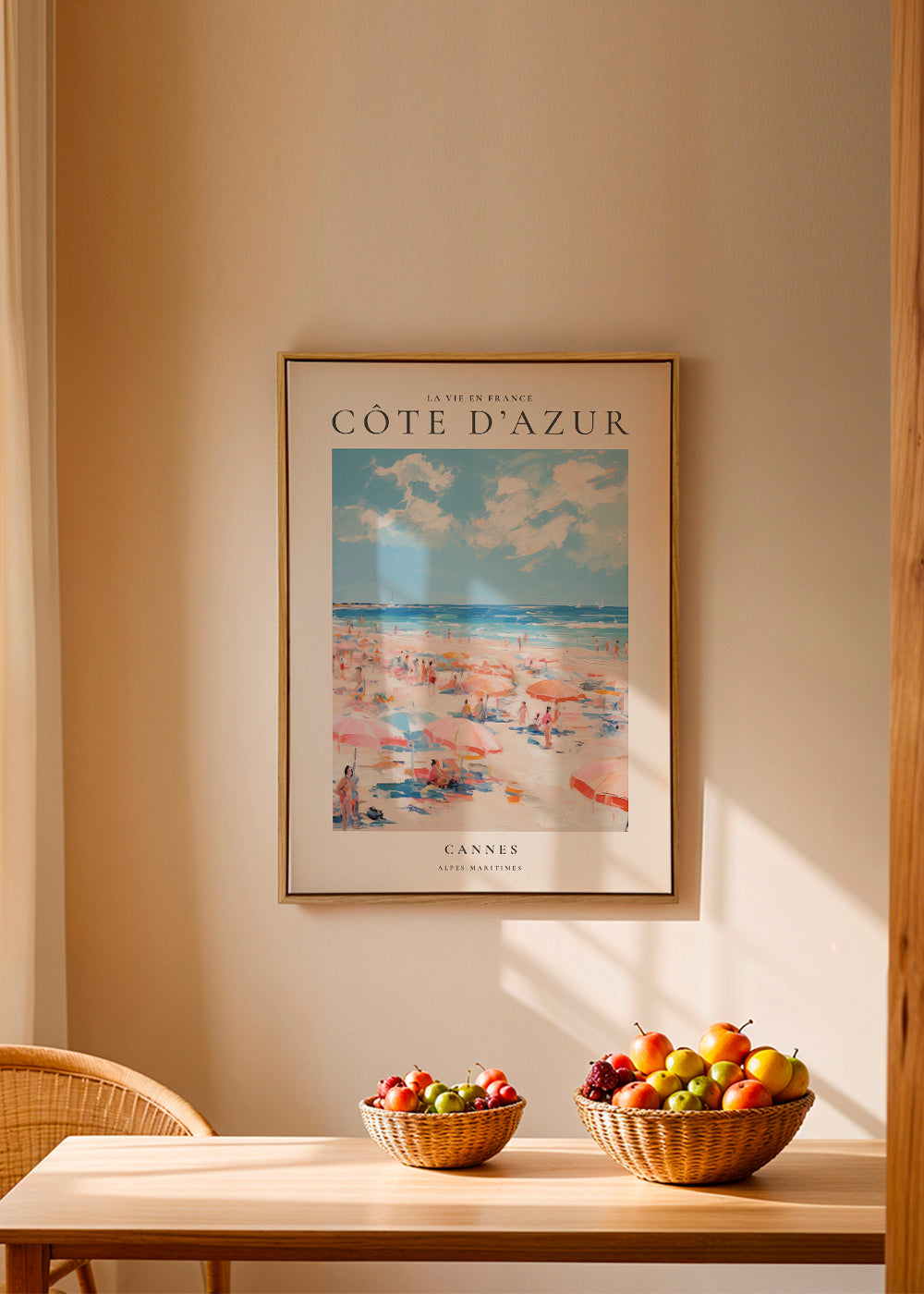 Rejseplakat Côte d'Azur: Cannes strandillustration