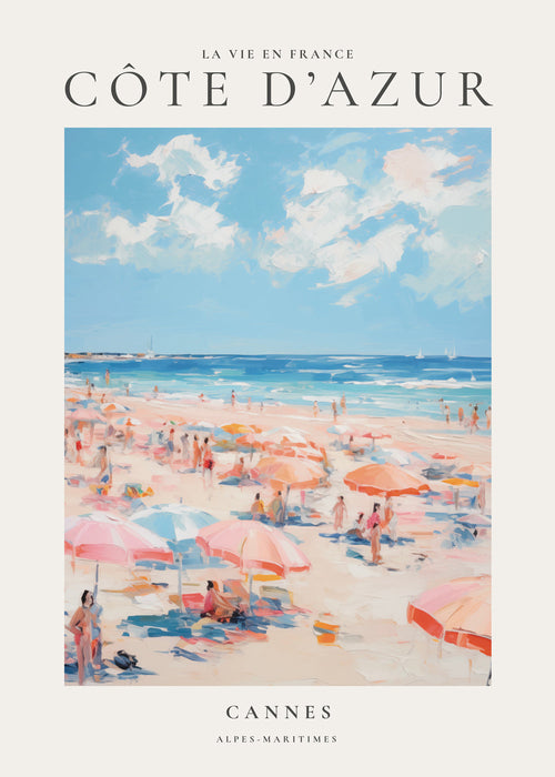 Rejseplakat Côte d'Azur: Cannes strandillustration