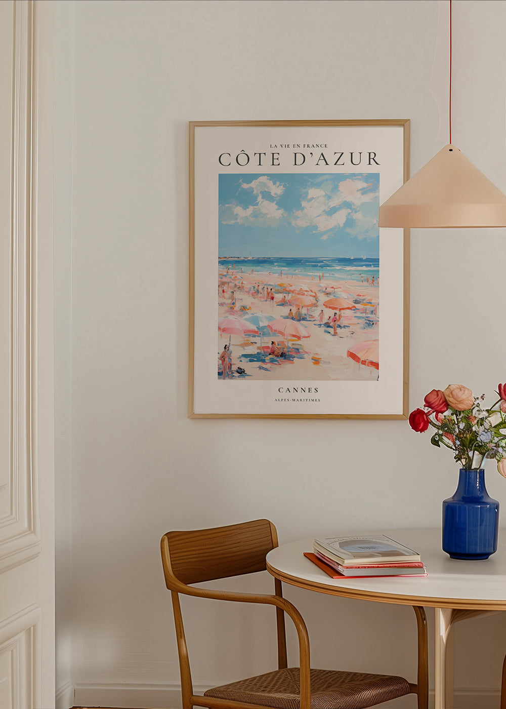 Rejseplakat Côte d'Azur: Cannes strandillustration