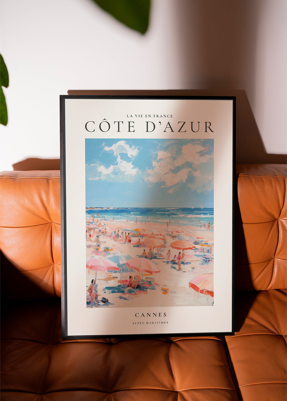 Rejseplakat Côte d'Azur: Cannes strandillustration