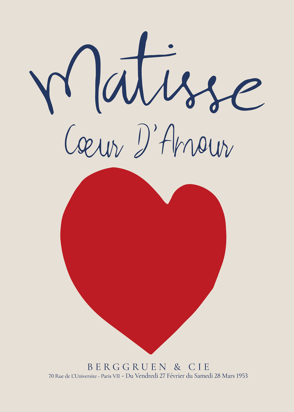 Vintage plakat Matisse rødt hjerte