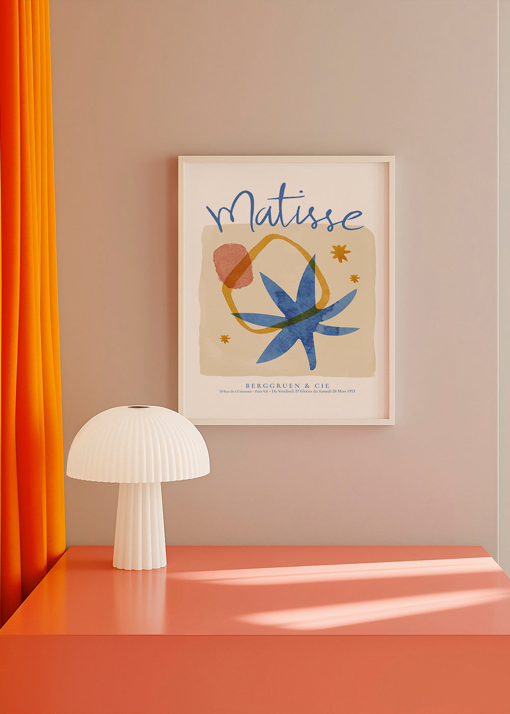 Botanisk illustration i blå og okker