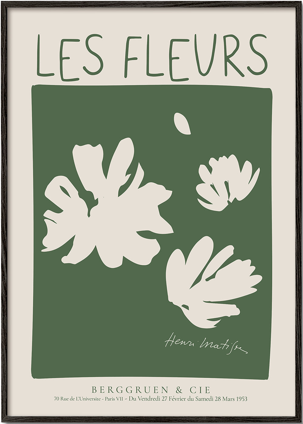 Botanisk plakat Les Fleurs grønt felt