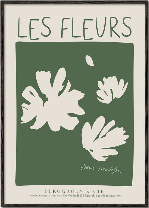 Botanisk plakat Les Fleurs grønt felt