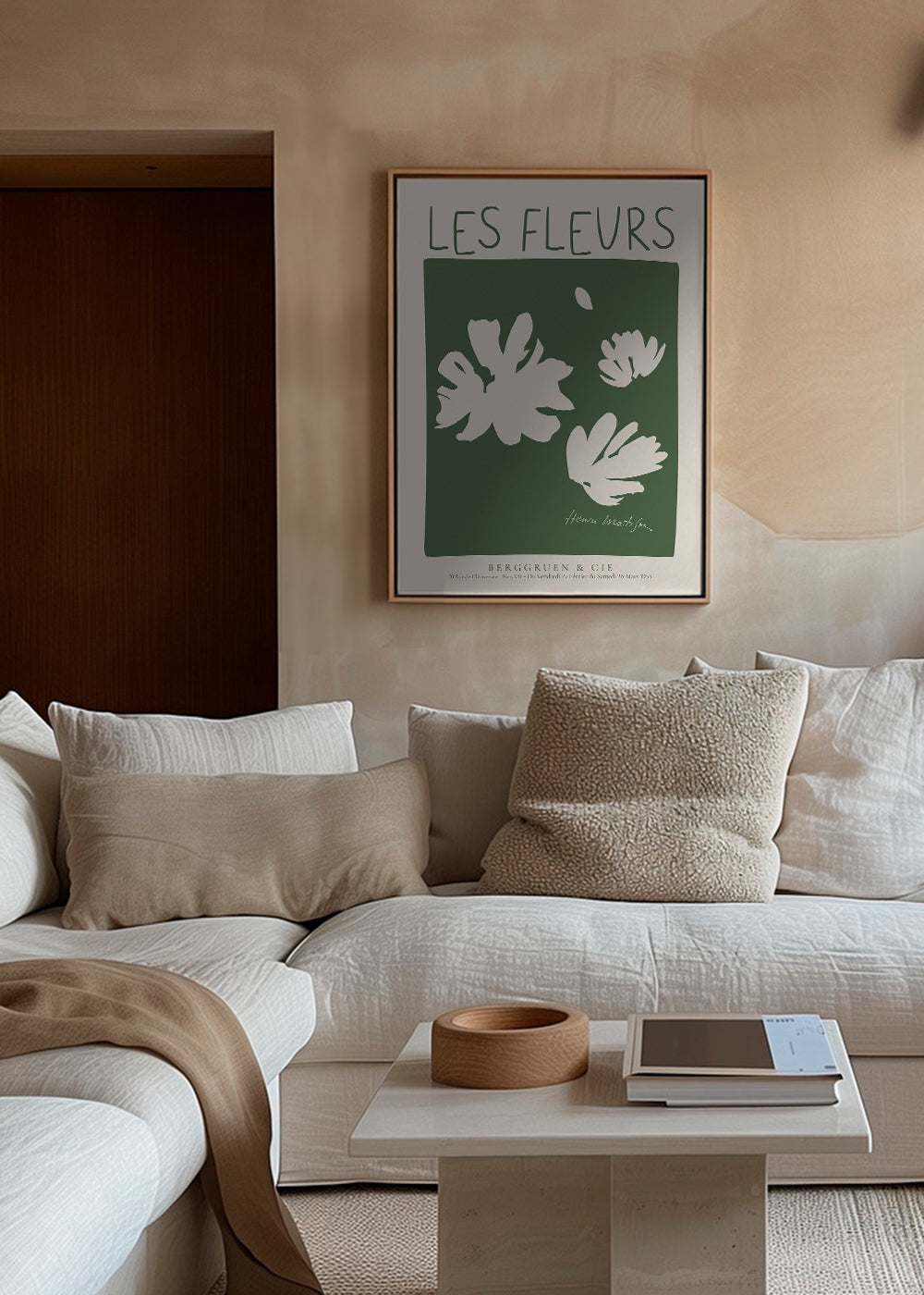 Botanisk plakat Les Fleurs grønt felt