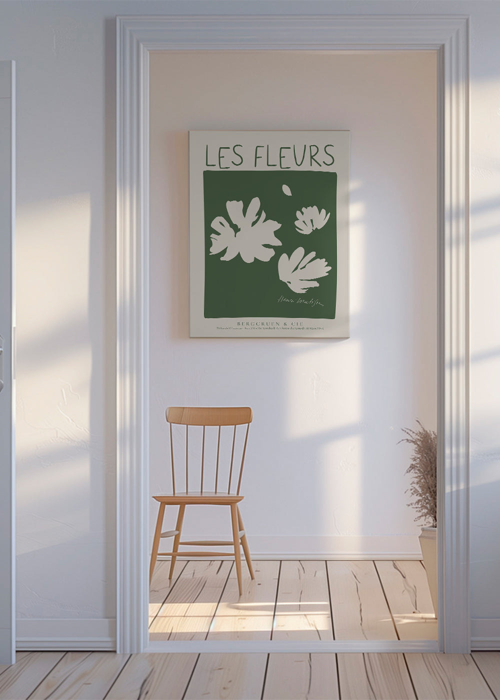 Botanisk plakat Les Fleurs grønt felt