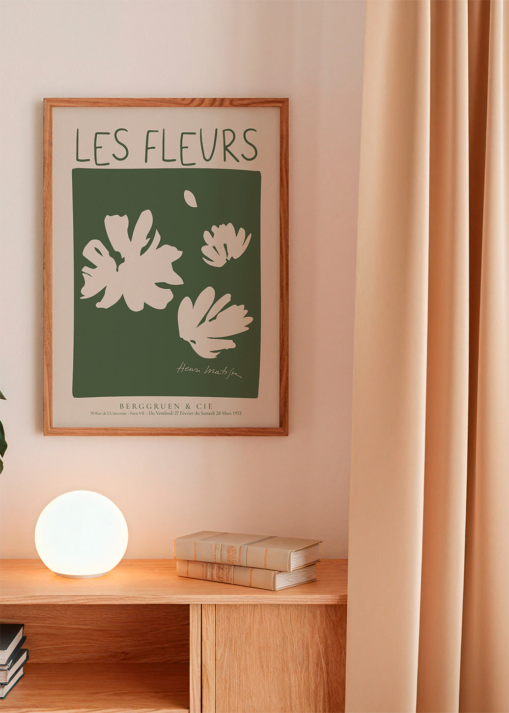 Botanisk plakat Les Fleurs grønt felt