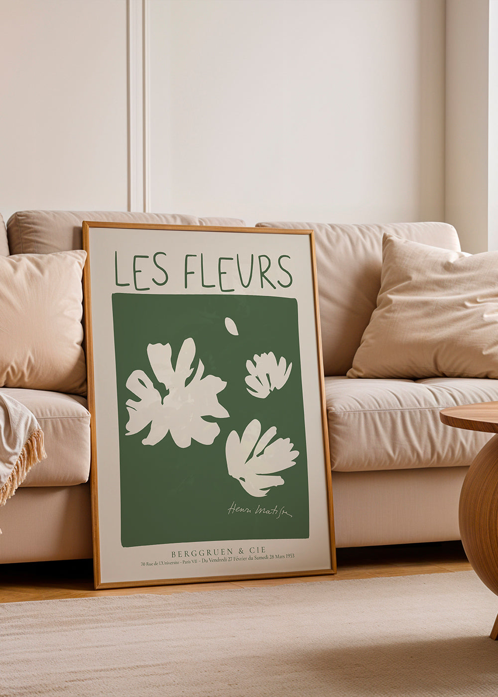 Botanisk plakat Les Fleurs grønt felt