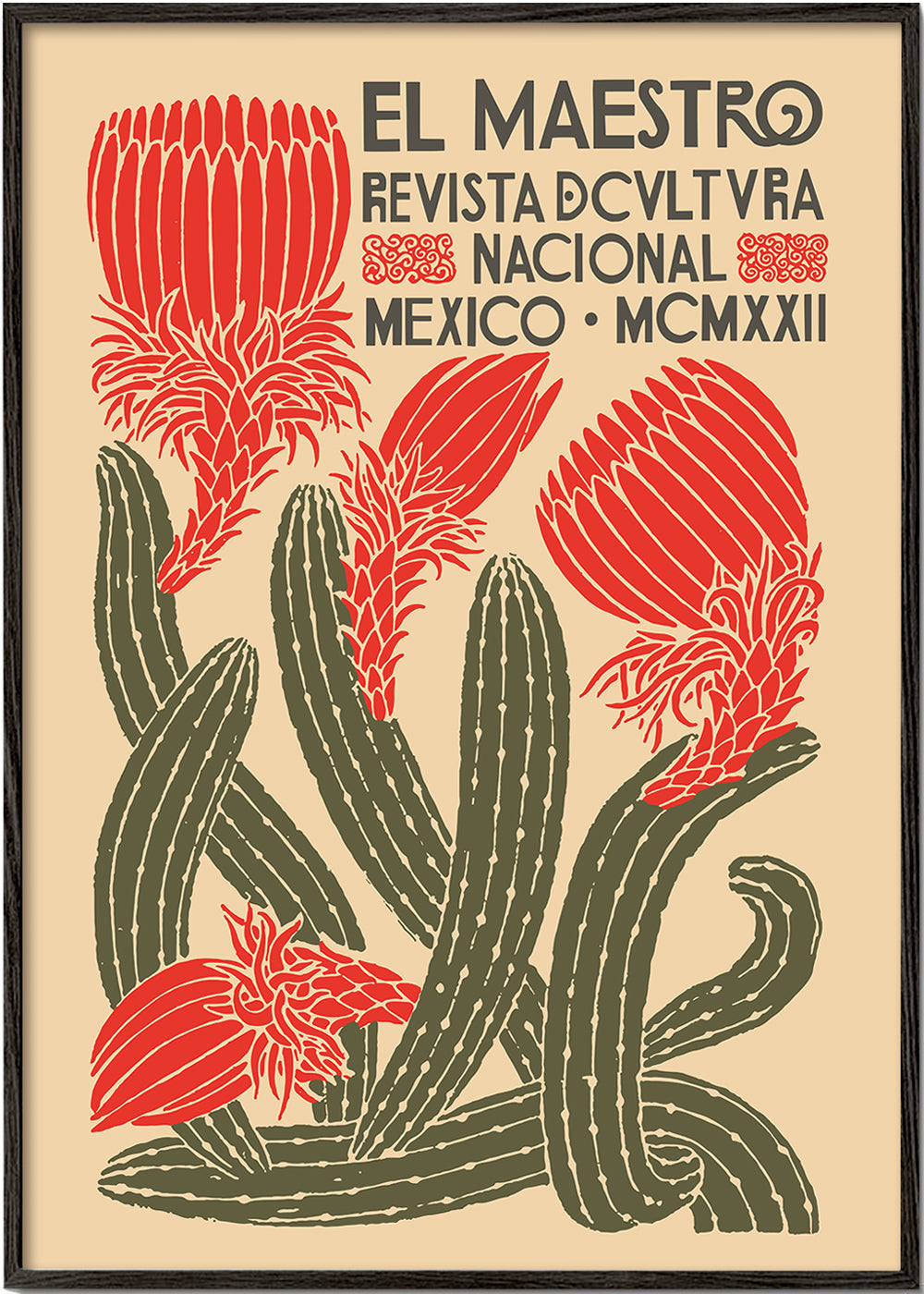 Vintage plakat med kaktus og mexicansk typografi