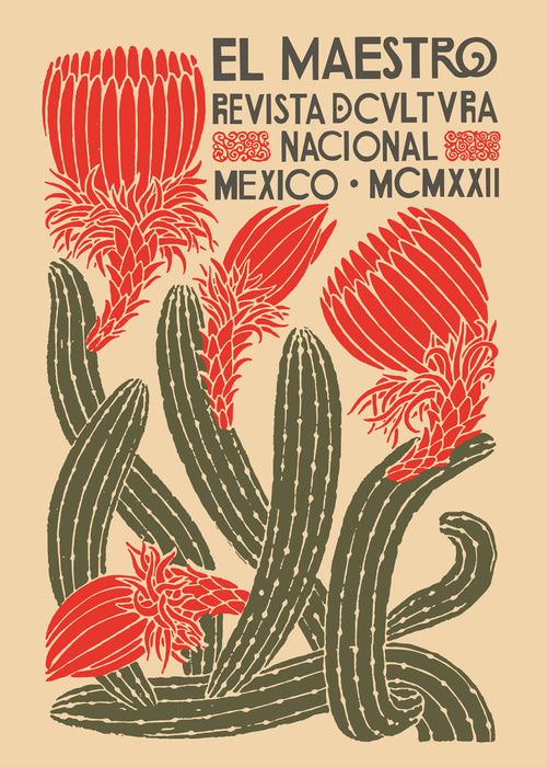 Vintage plakat med kaktus og mexicansk typografi