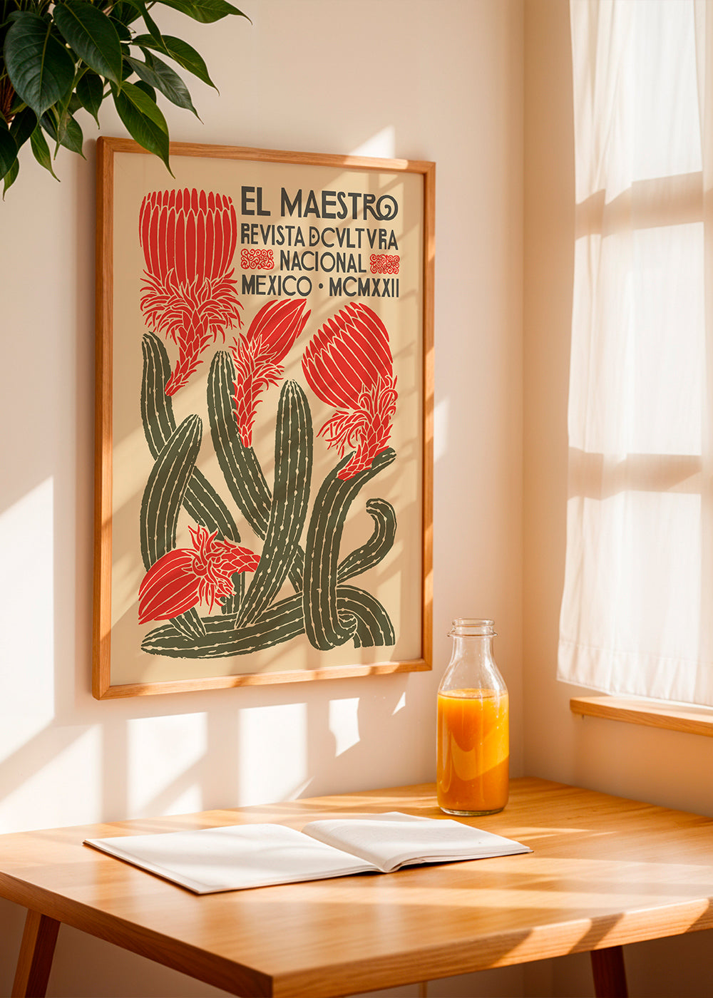Vintage plakat med kaktus og mexicansk typografi