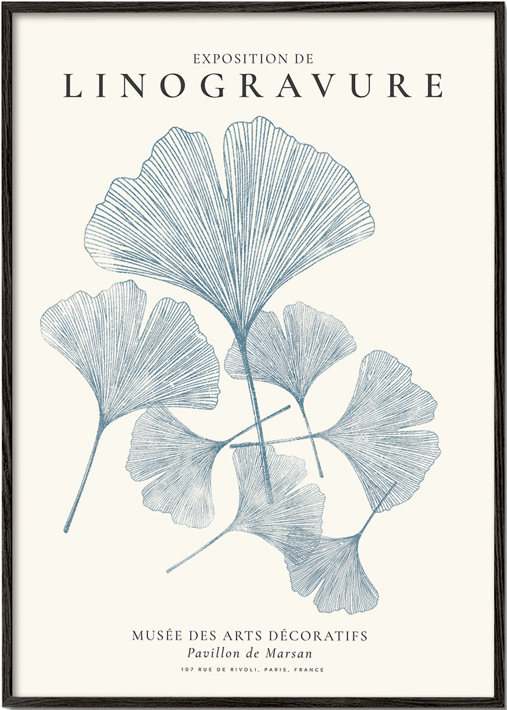 Botanisk plakat Ginkgo i blå
