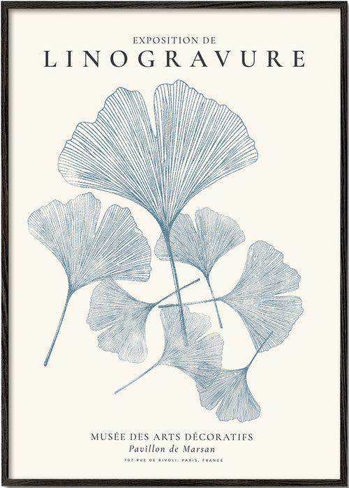 Botanisk plakat Ginkgo i blå