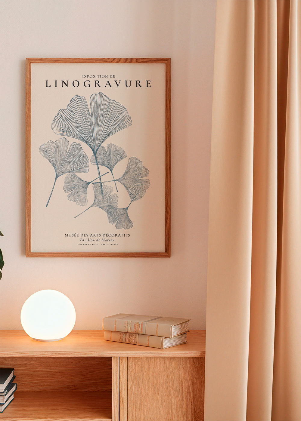 Botanisk plakat Ginkgo i blå