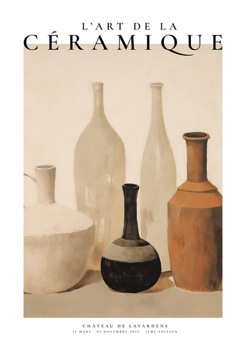 Vintage plakat: keramikvaser i varme jordtoner