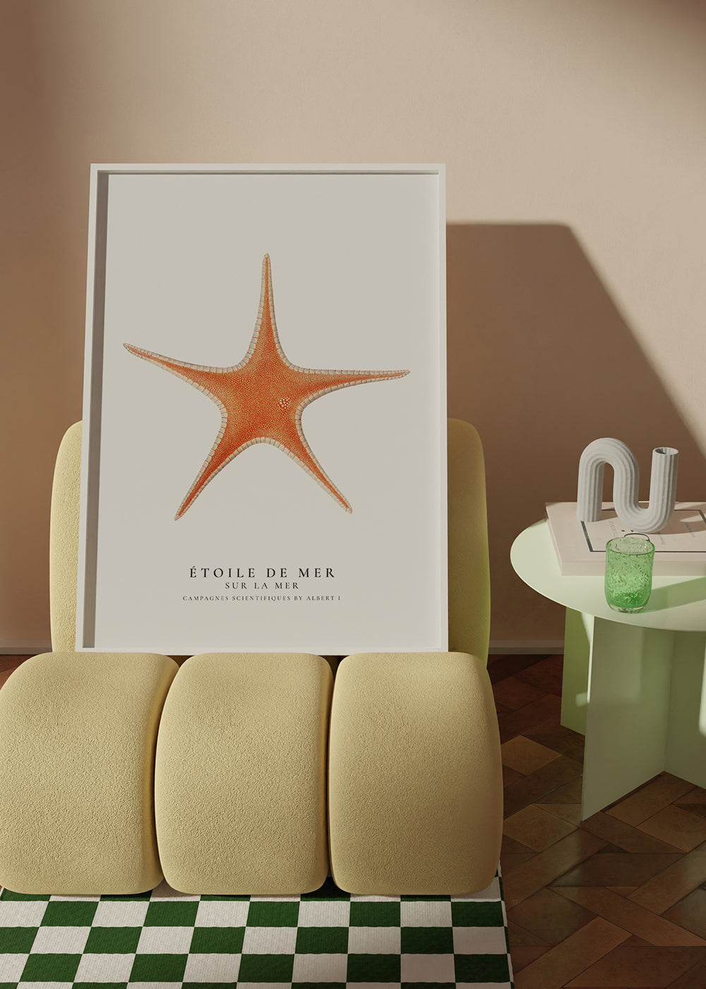 Billede Søstjerne — videnskabelig illustration i minimalistisk udtryk