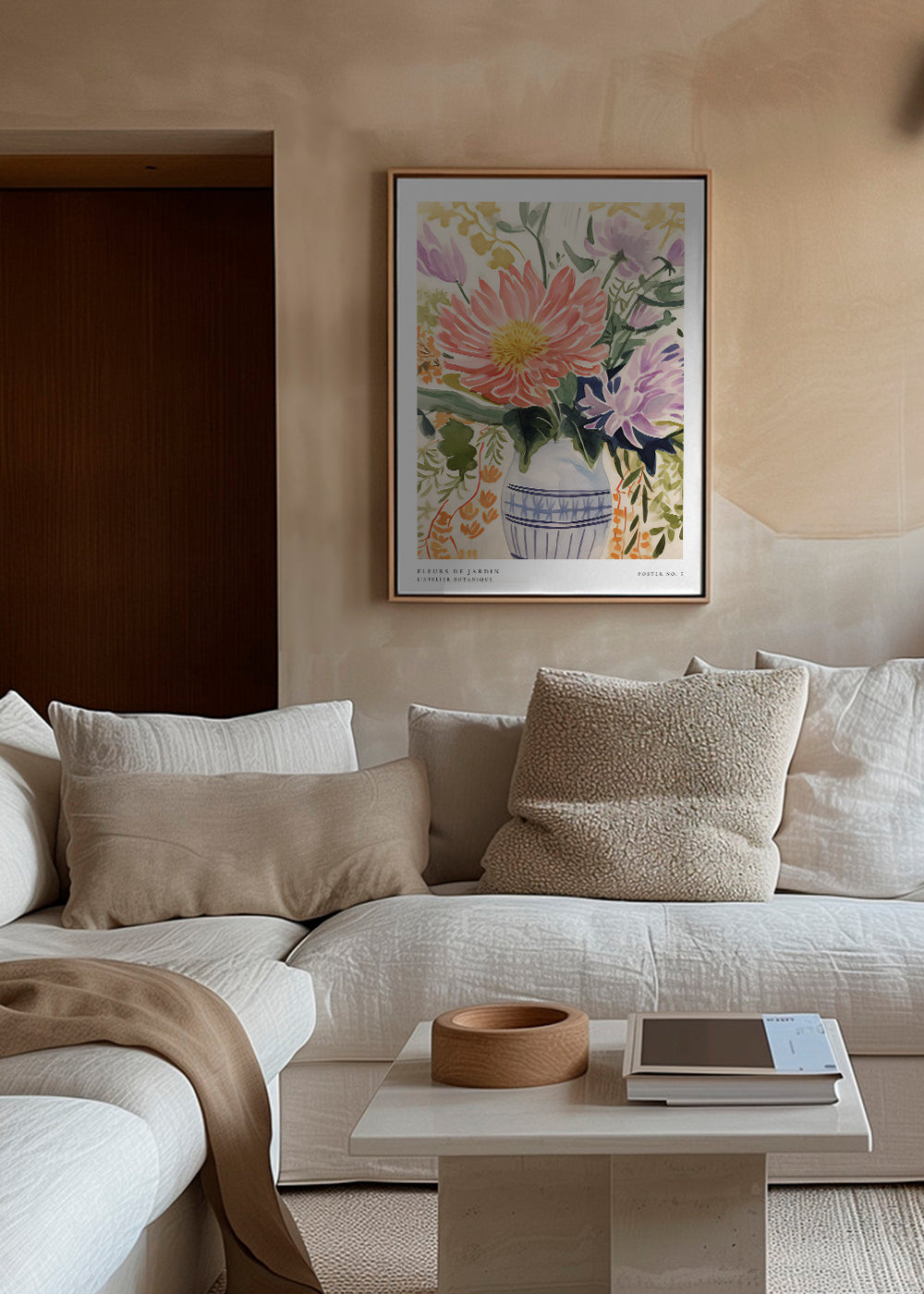 Botanisk plakat: akvarel-buket i vase